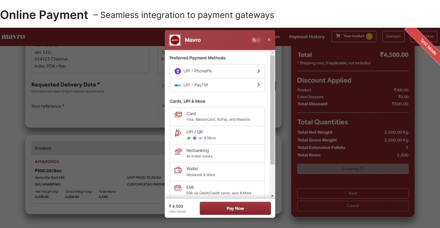 Online Payment – Seamless integration to payment gateways