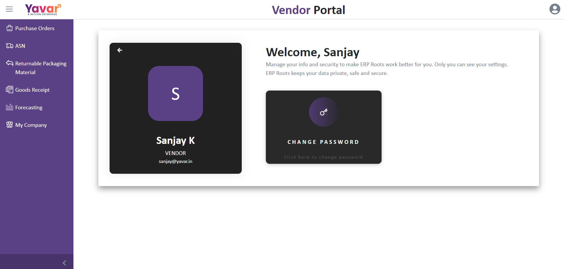 Screenshots of the Vendor Management application